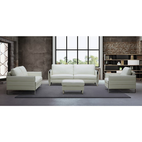 J&M Furniture Constantin 4 Piece Leather Living Room Set in White