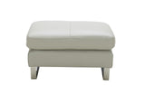 J&M Furniture Constantin Leather Ottoman in Light Grey