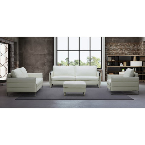 J&M Furniture Constantin Leather Ottoman in White