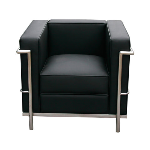 J&M Furniture Cour Italian Leather Chair in Black