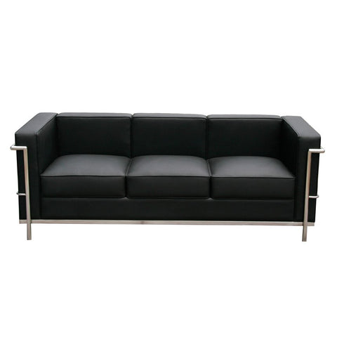 J&M Furniture Cour Italian Leather Sofa in Black