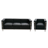 J&M Furniture Cour Italian Leather Sofa in Black