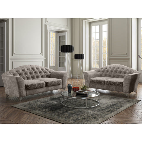 J&M Furniture Divina 2 Piece Living Room Set in Taupe Fabric