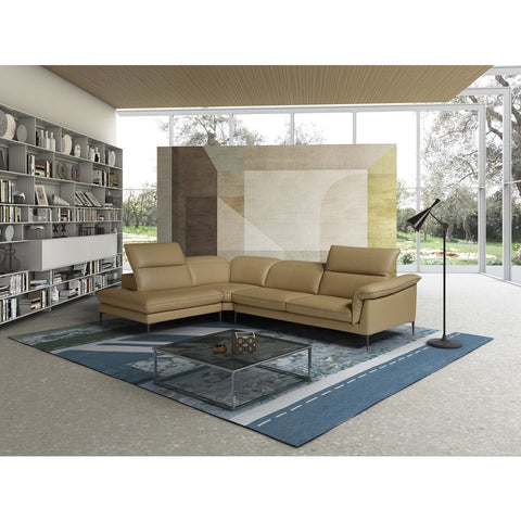 J&M Furniture Eden Premium Leather Sectional in Miele