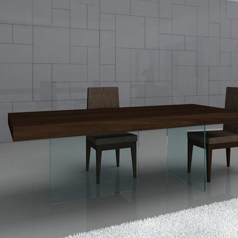 J&M Furniture Float Modern Dining Table in Dark Oak