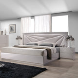 J&M Furniture Florence 3 Piece Platform Bedroom Set in White & Taupe