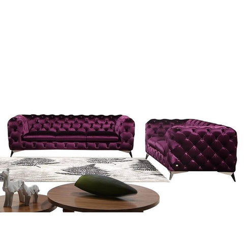 J&M Furniture Glitz 2 Piece Living Room Set in Purple