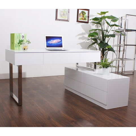 J&M Furniture KD12 Modern Office Desk in White