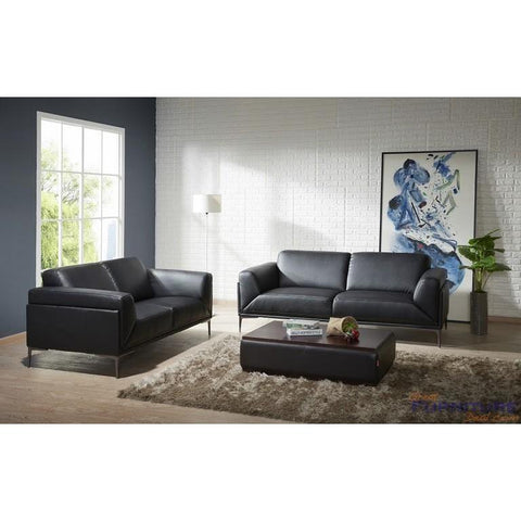 J&M Furniture Knight 2 Piece Living Room Set in Black Leather