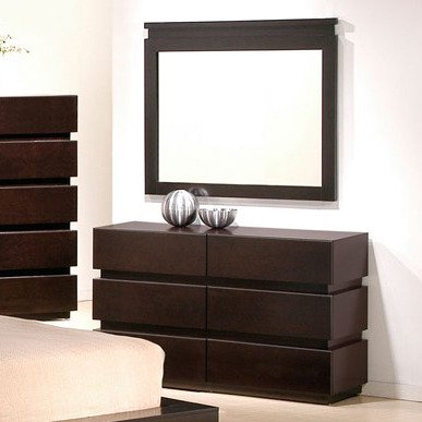 J&M Furniture Knotch Dresser w/ Mirror in Expresso