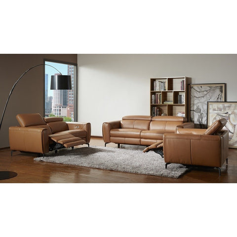 J&M Furniture Liam 3 Piece Living Room Set in Caramel