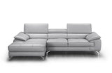 J&M Furniture Liam Premium Leather Sectional Left Hand Facing Chaise in Light Grey