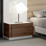 J&M Furniture Lisbon Nightstand in White & Walnut