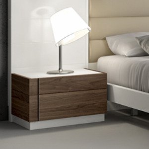 J&M Furniture Lisbon Nightstand in White & Walnut