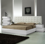 J&M Furniture Milan 3 Piece Platform Bedroom Set in White Lacquer