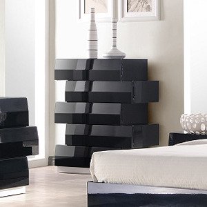 J&M Furniture Milan Chest in Black Lacquer
