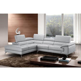 J&M Furniture Olivia Premium Leather Sectional In Left Facing Chaise in Light Grey