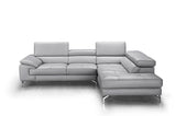 J&M Furniture Olivia Premium Leather Sectional In Right Facing Chaise in Light Grey