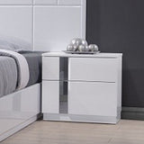 J&M Furniture Palermo Nightstand in White Lacquer & Chrome
