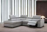 J&M Furniture Perla Premium Leather Sectional Left Hand Facing Chaise in Light Grey