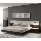 J&M Furniture Porto 4 Piece Platform Bedroom Set in Light Grey & Wenge