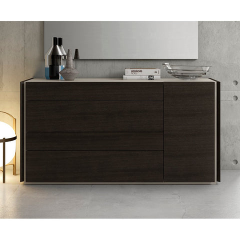 J&M Furniture Porto Dresser in Light Grey & Wenge