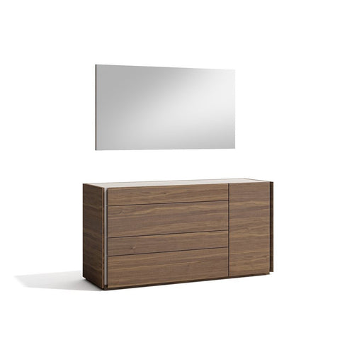 J&M Furniture Porto Dresser w/Mirror in Walnut