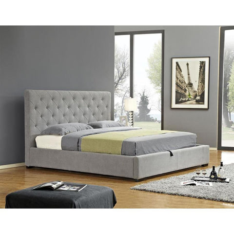 J&M Furniture Prague Upholstered Sotrage Bed in Light Grey