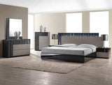 J&M Furniture Roma 4 Piece Platform Bedroom Set in Black & Grey Lacquer