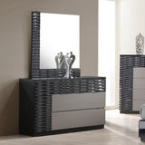 J&M Furniture Roma 6 Piece Platform Bedroom Set in Black & Grey Lacquer