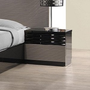 J&M Furniture Roma Nightstand in Black & Grey Lacquer
