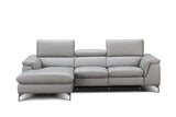 J&M Furniture Serena Premium Leather Sectional Left Hand Facing Chaise in Light Grey