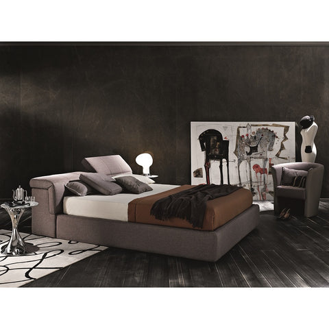J&M Furniture Tower Storage Bed in Taupe Grey Fabric