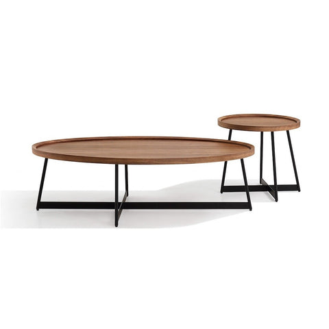 J&M Furniture Uptown 2 Piece Coffee Table Set in Walnut & Black