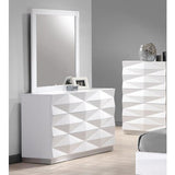 J&M Furniture Verona Dresser w/ Mirror in White Lacquer