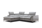 J&M Furniture Viola Premium Leather Sectional Left Hand Facing Chaise in Light Grey