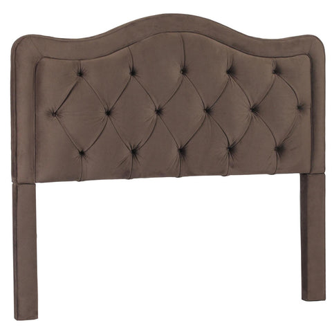 Leffler Allure Button Tufted Queen Headboard in Night Party Chocolate