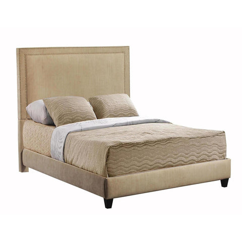 Leffler Brookside Upholstered Bed with Nail Heads in Brook Pecan
