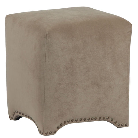 Leffler Emma Cube Upholstered Nailhead Ottoman in Donna Coffee