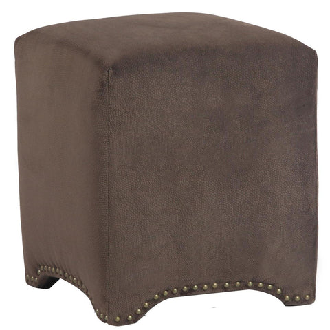 Leffler Emma Cube Upholstered Nailhead Ottoman in Night Party Chocolate