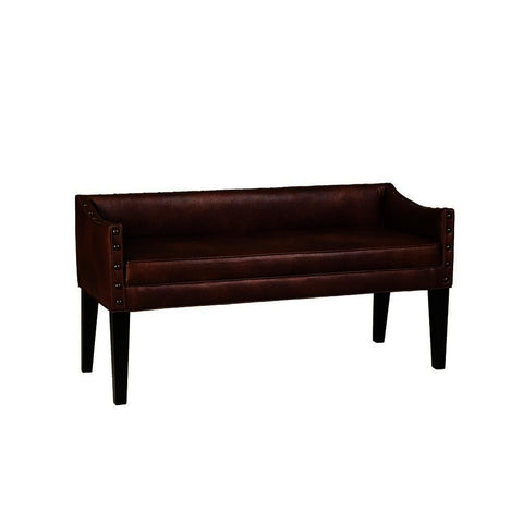 Leffler Home Whitney Long Upholstered Bench with Arms and Nailhead Trim in Sienna Tobacco