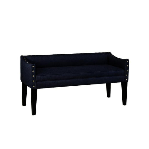 Leffler Home Whitney Long Upholstered Bench with Arms and Nailhead Trim in Urban Graphite