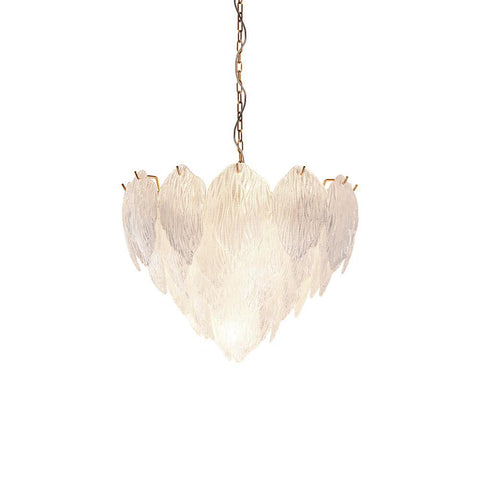 Lucas & McKearn Acanthus Textured Glass Updated Modern Distressed Gold Small Chandelier