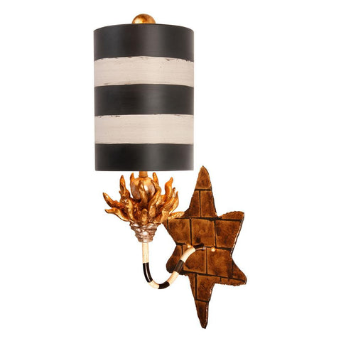 Lucas & McKearn Audubon Sconce Made with Black and White Striped Shade Wall Fixture