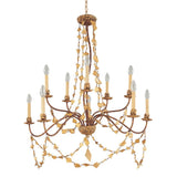 Lucas & McKearn Mosaic 10lt Antique Inspired Glam Two-Tier Gold Chandelier