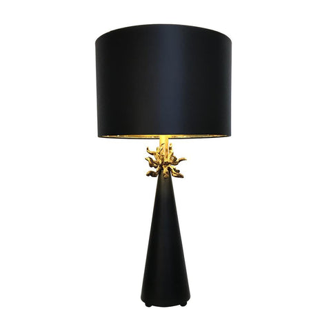Lucas & McKearn Neo Black Buffet Table Lamp By Lucas McKearn with Distressed Gold accents and inside of Shade
