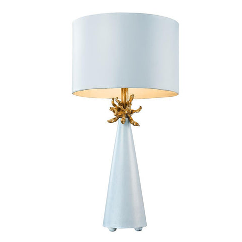 Lucas & McKearn Neo Light Blue Grey Buffet Table Lamp with Distressed Gold accents By Lucas McKearn