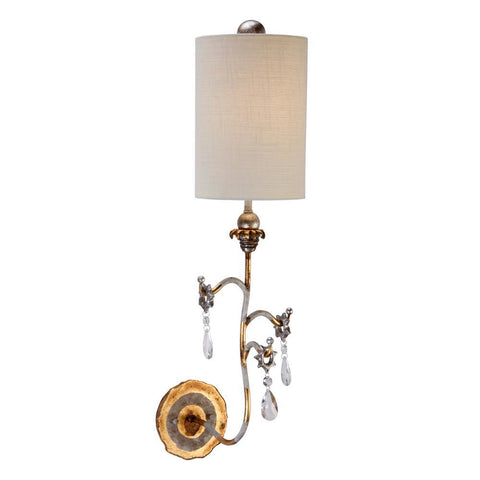 Lucas & McKearn Tivoli Gold Sconce with Crystals and Whimsical Design
