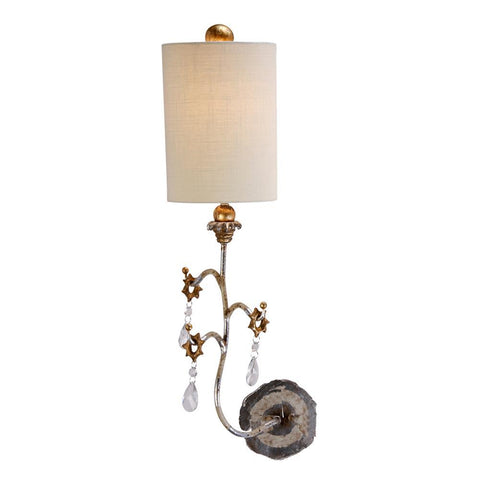 Lucas & McKearn Tivoli Silver Sconce With Crystal and Whimsical Design