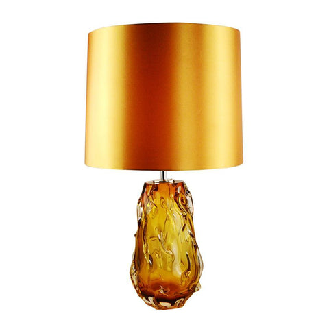 Lucas & McKearn Valencia Orange Retro Inspired Accent Table Lamp in Solid Glass with French Wire